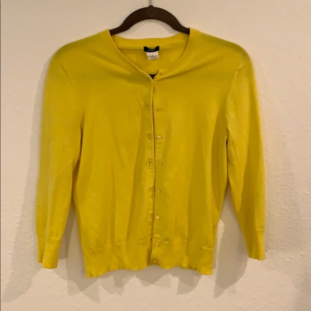 Citron yellow j crew cardigan